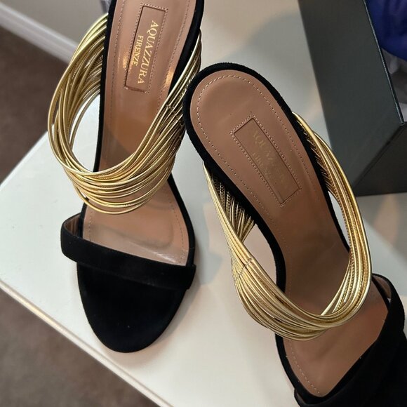 Aquazzura Rendez Vous Black Suede Heels sz 39 - Picture 2 of 9